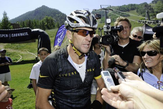 Lance Armstrong, tras concluir una carrera de mountain bike en Aspen.