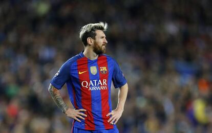 Messi no Camp Nou durante o jogo contra o Manchester City.