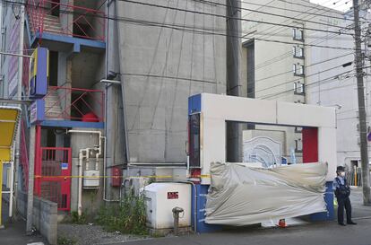 This shows a hotel where the headless body of a man was found in Sapporo, northern Japan on July 8, 2023.