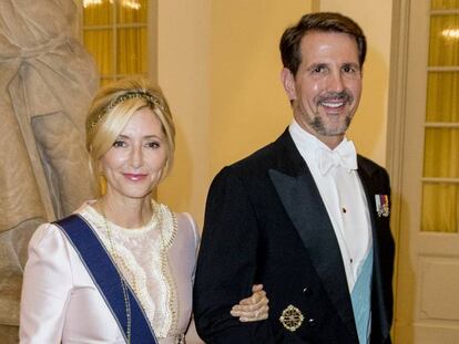 Marie-Chantal Miller y Pablo de Grecia en mayo de 2018 en Copenhague, en el 50º cumpleaños de Federico de Dinamarca.