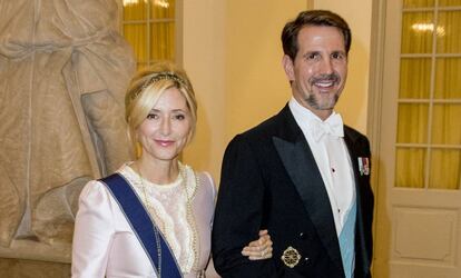 Marie-Chantal Miller y Pablo de Grecia en mayo de 2018 en Copenhague, en el 50º cumpleaños de Federico de Dinamarca.