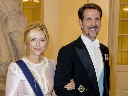 Marie-Chantal Miller y Pablo de Grecia en mayo de 2018 en Copenhague, en el 50º cumpleaños de Federico de Dinamarca.