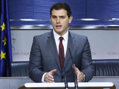 El líder de Ciudadanos, Albert Rivera, este jueves.