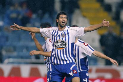 Lassad celebra el gol de la victoria gallega.