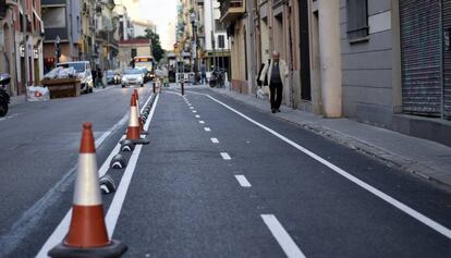 Acera de la calle Taulat en Poblenou