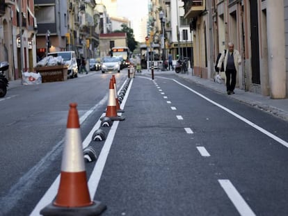 Acera de la calle Taulat en Poblenou