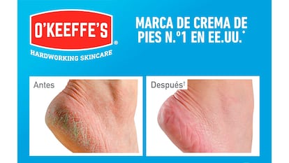 Crema para pies secos sobre fondo blanco.