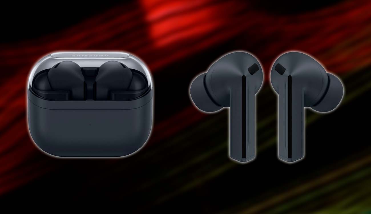 Samsung Galaxy Buds3 FE con imagen de fondo