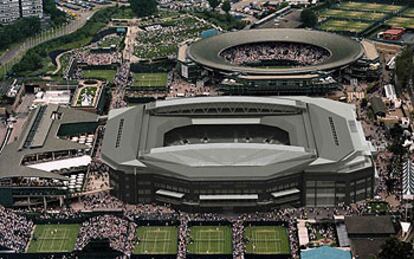 La maqueta de las futuras instalaciones de Wimbledon presentada ayer en Londres.