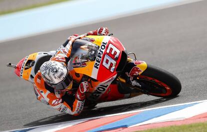 Márquez, en los primeros entrenamientos libres del GP de Argentina.