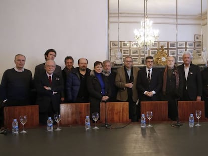 Patxi López, presidente del Congreso, durante su reunión con la plataforma Seguir Creando.