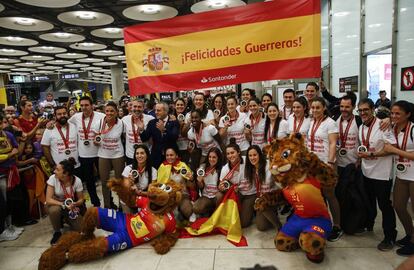 Las jugadoras españolas al llegar a Madrid.