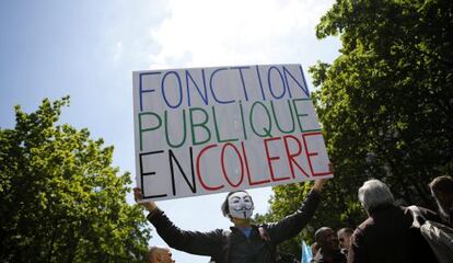 Protesta de los empleados públicos en París.