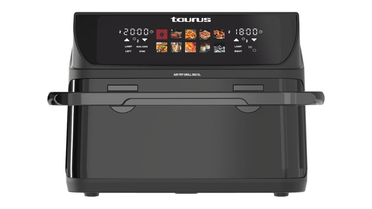 Freidora de aire de doble cesta Taurus Air Fry Grill 360 XL.