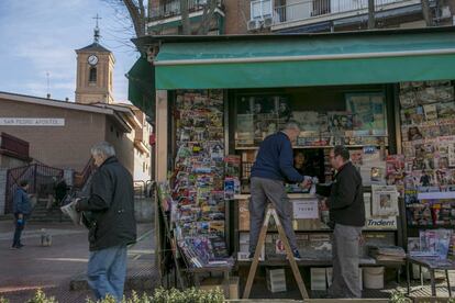 Un kiosko de Carabanchel, en Madrid.