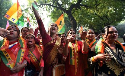 Una protesta a favor de los derechos de los transexuales en Delhi a principios de año.