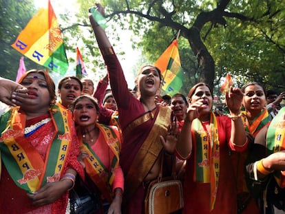 Una protesta a favor de los derechos de los transexuales en Delhi a principios de año.