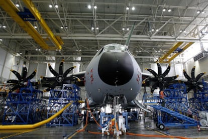 Planta de ensamblaje del Airbus A-400M en las instalaciones de Alestis en Sevilla.