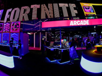 Puesto de Epic Games para Fortnite, en la edición de 2019 de E3, la feria anual de videojuegos que se celebra en Los Ángeles (California, EE UU).