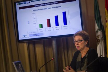 La consejera de Hacienda, Carmen Martínez Aguayo, durante la presentación del Presupuesto de 2012.