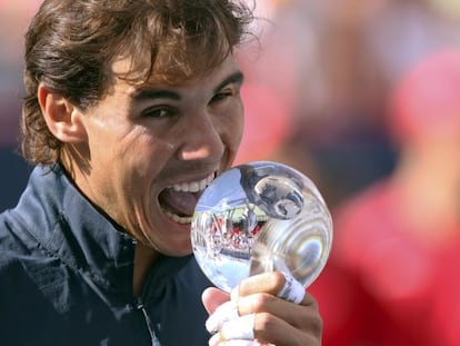 Nadal in Montreal with trophy number eight in 2013.