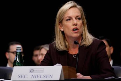 La secretaria de Seguridad Interior estadounidense, Kirstjen Nielsen, este miércoles durante su comparecencia en el Senado.