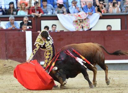 Rafael Serna, este domingo en Las Ventas, antes de que le cogiera su último novillo.