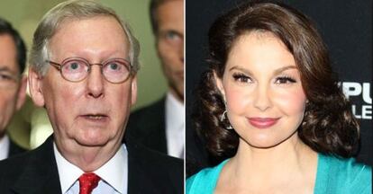 El senador Mitch McConnell y la actriz Ashley Judd.