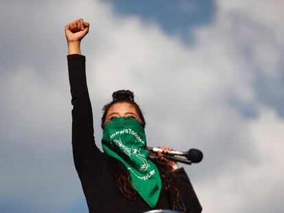 Una manifestante por el derecho a la interrupción del embarazo, este 28 de septiembre en Ciudad de México.