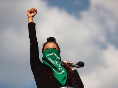 Una manifestante por el derecho a la interrupción del embarazo, este 28 de septiembre en Ciudad de México.