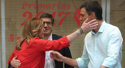 Susana D&iacute;az, Patxi L&oacute;pez y Pedro S&aacute;nchez