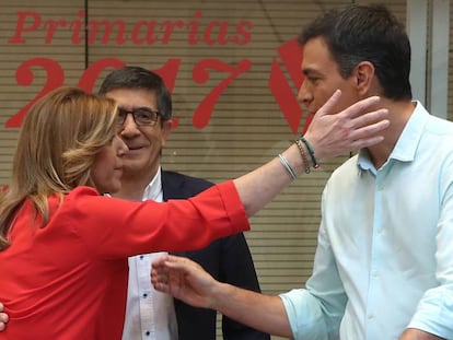 Susana Díaz, Patxi López y Pedro Sánchez