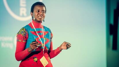 Hlamalani Ngwenyam, durante su charla en el Youth Ag Summit de Bruselas, Bélgica, a principios de octubre de 2017.