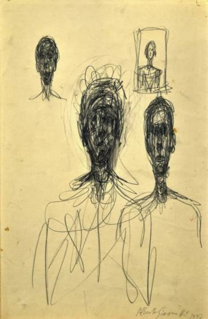 Fotografía facilitada por Cheffins de uno de los dibujos atribuidos al escultor y pintor suizo Alberto Giacometti.