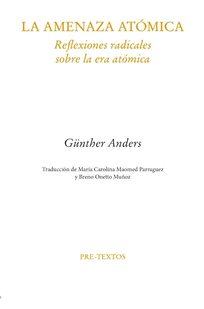 Portada de 'La amenaza atómica', de Günter Anders.