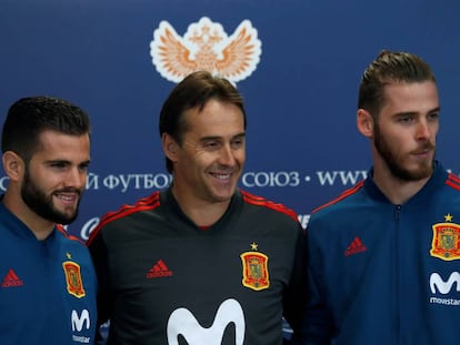 Nacho, Lopetegui y DeGea.