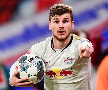 Timo Werner, durante el partido de Bundesliga entre el Leipzig y el Borussia Moenchengladbach.