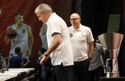 Obradovic y Laso en la rueda de prensa de presentación de la final