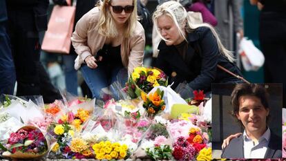 Homenaje a las víctimas del atentado en Londres. En el recuadro, Echeverría.