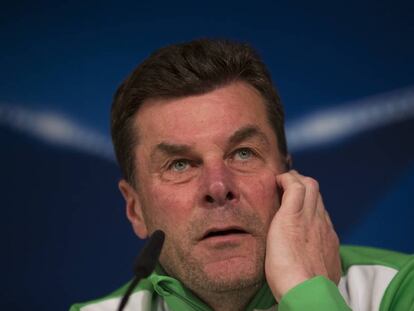 Dieter Hecking, durante la rueda de prensa en el Bernabéu.