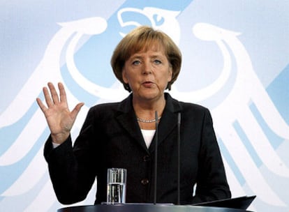 La canciller alemana, Angela Merkel, durante una rueda de prensa.