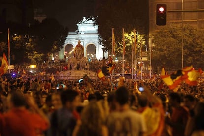 Celebración de la victoria de España en el Mundial de fútbol de Sudáfrica, en julio de 2010.