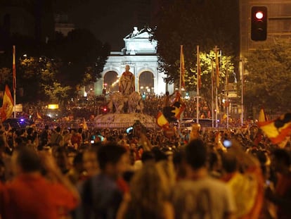 Celebración de la victoria de España en el Mundial de fútbol de Sudáfrica, en julio de 2010.