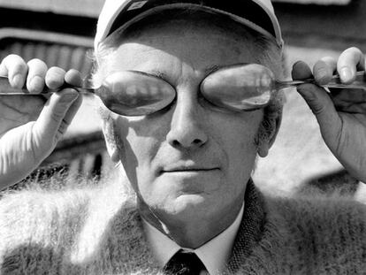 Retrato de Bruno Munari en los años noventa, hacia el final de su vida.