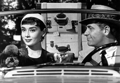 'Sabrina' (Billy Wilder, 1954)

	Para esta nueva versión de La Cenicienta vestida por Givenchy y Edith Head Audrey Hepburn se hizo acompañar de un estilizado caniche como distintivo de su nuevo estatus. La hija del chofer regresaba de París transformada en una joven sofisticada y ya se sabe que, para estos menesteres y cuestiones estilísticas, nada mejor que un caniche y a ser posible que diga “Oh la la”.