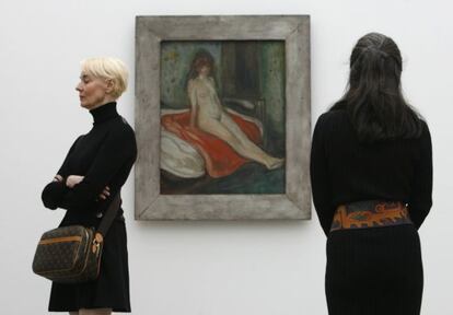 Un &oacute;leo de Edvard Munch (&lsquo;Mujer desnuda en la cama&rsquo;, 1902) en la               Fundaci&oacute;n Beyeler de Basilea (Suiza).