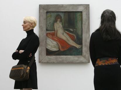 Un óleo de Edvard Munch (‘Mujer desnuda en la cama’, 1902) en la Fundación Beyeler de Basilea (Suiza).