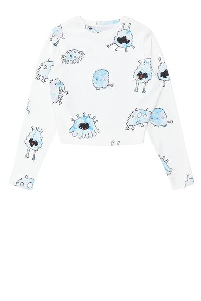 Sudadera cropped top con estampado de monstruos. Es de Asos (46,83 euros).