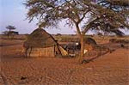 Construcción en una de las aldeas pertenecientes al pueblo nómada de los peules, en Senegal.