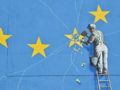 Detalle del mural, ahora desaparecido, de Banksy en Dover.